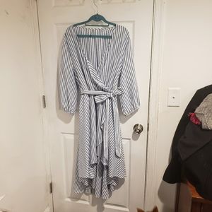 Blue and White Striped Linen Dress